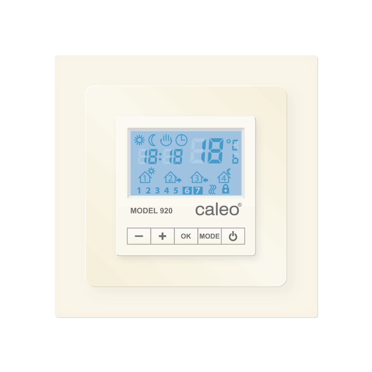Терморегулятор CALEO 920 с адаптерами, встраиваемый цифровой, программируемый, 3,5 кВт